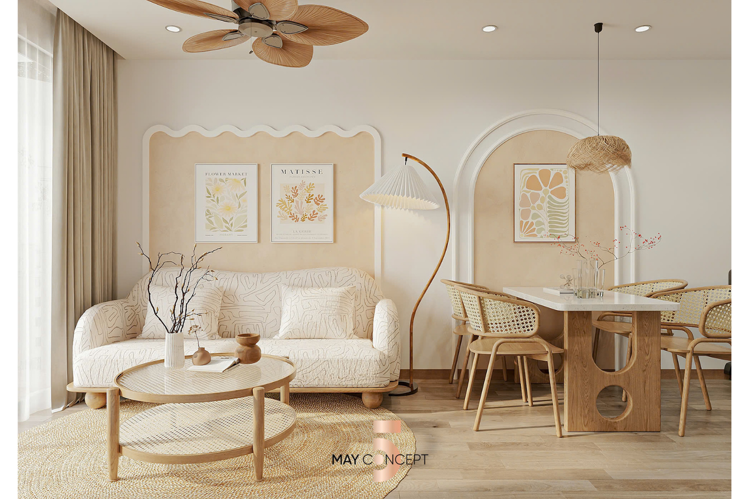 Thiết kế phong cách Farmhouse căn hộ 2PN - Ms Hương Bea Sky