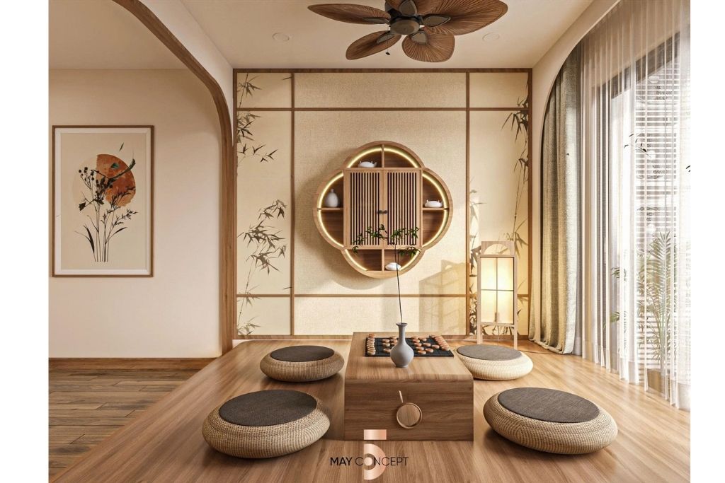 Thiết kế homestay phong cách Japandi Ms Vân Sky Forest Ecopark