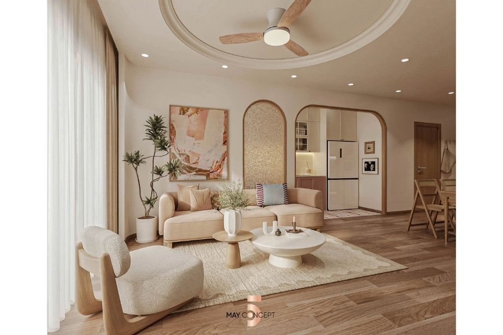 Thiết kế theo phong cách Farmhouse căn hộ 3 phòng ngủ tại Fibonan