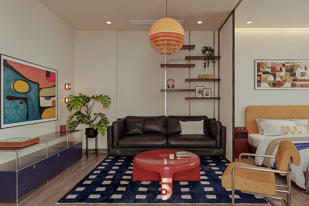 Thiết kế phong cách mid century modern Mr Trung Sky Forest Ecopark